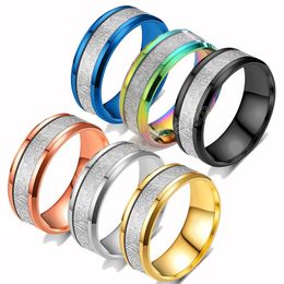 Stainless Steel Fog Pattern Ring for Men Women Double Beveled Edge Rings Fashion Party Gifts