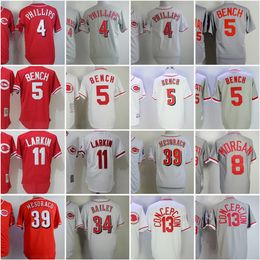 Vintage Mitchell&Ness Baseball Jersey 4 Brandon Phillips 5 Johnny Bench 8 Joe Morgan 11 Barry Larkin 13 Dave Concepcion 34 Homer Bailey 39 Devin Mesoraco