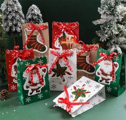 Home Christmas Decorations Christmas Gift Bag Halloween Candy Paper Bags Birthday Package Bowknot Snow Flower Gift Bags DE767