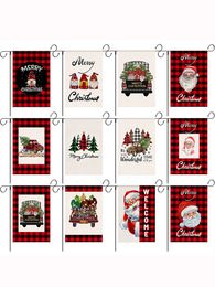 Christmas Garden Flag Double Sided Santa Claus Gnome Buffalo Plaid Winter Holiday Yard Outdoor Decoration KDJK2209