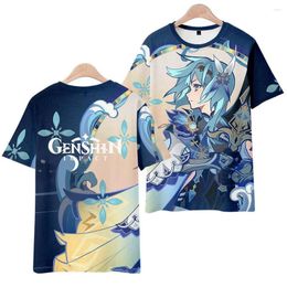 Camisetas para hombres Genshin Impact Cosplay EULA 3D Habilidades de impresión digital Camiseta de dos lados CHONTS de anime