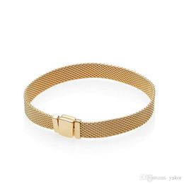 18K Yellow Gold NEW Reflexions Mens BRACELET Original Box Set for Pandora 925 Silver Women Gift Bracelets235k