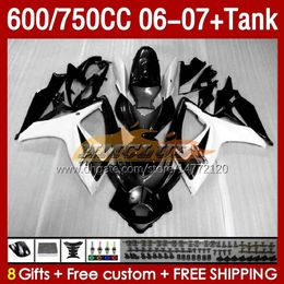 OEM Fairings & Tank For SUZUKI GSX-R600 GSXR750 GSXR600 K6 GSXR-750 06 07 154No.78 black white GSXR 600 750 CC 600CC 750CC 2006 2007 GSXR-600 06-07 Injection Mould Fairing