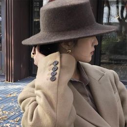 Berets Classic Wool Soft Felt Pork Pie Hat Fedora For Men Women Autumn Winter Wide Brim Korean Fashion Girl Cap