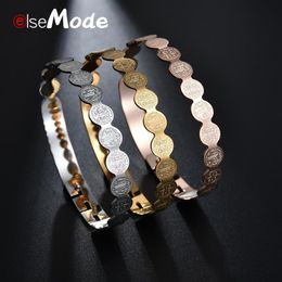 ELSEMODE St Benedict Bracelets & Bangles Women amulet Titanium Steel High Polished Catholic Church Cross Bangle Jewelry Gift312h