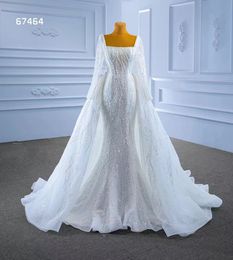 New Mermaid Dresses Wedding White Sequins Dress With Detachable Train Shiny Bling SM67464