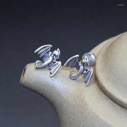 Stud Earrings Vintage Silver Colour Pterosaur For Men's And Women's Dragon Animal Retro Jewellery