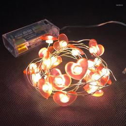 Strings LED Fairy Lights Red Heart Length 2 Battery Operated Holiday Decoration Chirstmas Light Copper String Party Lighting Chain