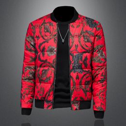 Piumino da uomo casual taglie forti bello fiore Graffiti cappotto invernale da donna tendenza colletto corto lucido colletto leggero top 5XL200 libbre disponibili