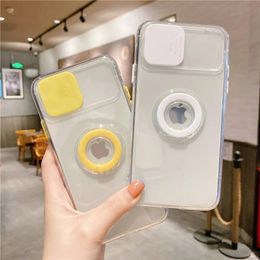Camera Protection Ring Holder Phone Cases For iPhone 12 11 13 Pro Max XR XS Max X 7 8 Plus 13 14 Shockproof Bumper Clear Back Cover