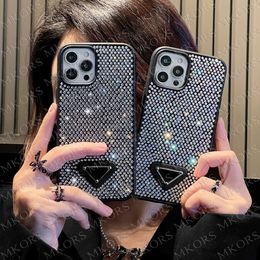 Luxury P Triangle Design Phone Cases for iPhone 14 14plus 14pro 13 13pro 12 Pro Max 11 Bling Glitter Rhine Stone Decoration Case Cover iPhone14 12pro