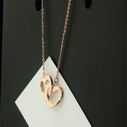 2019 newest arrival rose gold thin chian two joint heart Pendant Necklaces cheap Charms size with box and dastbag2330