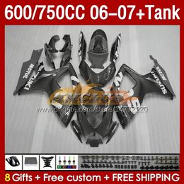 OEM Fairings & Tank For SUZUKI GSXR 600 750 CC GSX-R600 GSXR750 2006-2007 154No.134 GSXR-600 GSXR600 K6 600CC 750CC 2006 2007 GSXR-750 06 07 Injection Fairing glossy grey