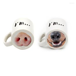 Mugs Funny Dog Pig Nose Mug Cup Creative Ceramic Mark Beverage Laugh Tea Coffee Cups