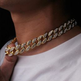 2022 Hip Hop Bling Fashion Chains Jewellery Mens Gold Silver Miami Cuban Link Chain Necklaces Diamond Iced Out Chian Necklaces275q