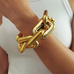 mens chunky bracelets UK - Charm Bracelets IngeSight Z Punk Hyperbole Plastic On Hand Chunky Thick Big Wrist Chain Couple Bangles For Women Men Jewelry280y