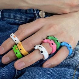 Cluster Rings Colorful Acrylic Frog Chick Ring Funny Personality Cartoon Cute Gift Jewelry For Women Wholesale Bulk