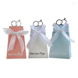 Gift Wrap Boxes 10Pcs European Diamond Ring Cookies Chocolate Candy Box Packaging Bags With Handles Wedding