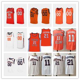 College Basketball Wears College NCAA Custom Illinois Fighting Illini Basketball Jersey Ayo Dosunmu Giorgi Bezhanishvili Adam Miller Kofi Cockburn 1 Trent Frazie