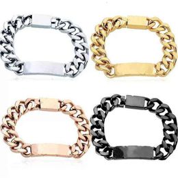 Designer L bracelets V for Men and Women Stainless Steel cuban Link Iced out braceletS bracciali Chain Bracelet Male Drop With box link253A