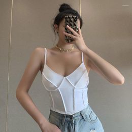 Women's Tanks Top Women Sexy & Club Cropped Slim V-Neck Vest Cami Tops Tees Y2k Clothes Casual Fashion Streetwear White Black