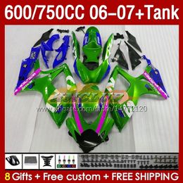 OEM Fairings & Tank For SUZUKI GSXR 600 750 CC GSX-R600 GSXR750 2006-2007 154No.138 GSXR-600 GSXR600 K6 600CC 750CC 2006 2007 GSXR-750 06 07 Injection Fairing green stock