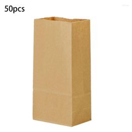 Gift Wrap 50pcs Kraft Paper Bags Food Tea Small Bag Sandwich Bread Party Wedding