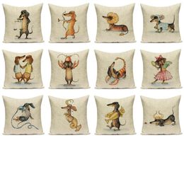 Pillow Cover Farmhouse Home Decoration S Covers Dachshund Linen Case Animal Decor Sofa Pillowscase Taie Oreiller