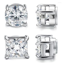 Stud Earrings 2 Pairs Of Stainless Steel Magnetic Set For Men And Women Without Perforated Zircon Hypoallergenic 6 Mm