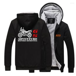 Men's Hoodies Wintertime Men GS ADV Logo Cartoon Thicken Hoodie Mens Zipper Winter Warm Fleece Coat Male Tracksu V