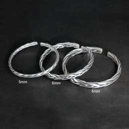 Heavy Solid 999 Pure Silver ed Bangles Mens Sterling Silver Bracelet Vintage Punk Rock Style Armband Man Cuff Bangle G0916283E