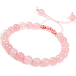 8mm Natural Stone Beaded Adjustable Charm Bracelets For Women Girl Handmade Rope Braided Fashion Jewelry