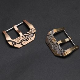 20 22 24 26mm Spring Bar Buckle Handmade Mechanical Style Bronze Buckle Fit for Rubber Leather Watch Band Strap