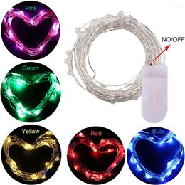 Strings 1/2/4m Sliver Wire Fairy String Christmas Lights Outdoor Battery Power Mini LED Light Wedding Garlands Party Decoration