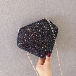 Evening Bags Ladies Handbags Designer Luxury Fashion Chain Mini Shell Bag Pearl Sequin Banquet Shiny Purses Lady Messenger Wallet