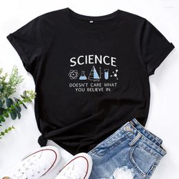 Women's T Shirts Women's T-Shirt SCIENCE DOESN'T CARE WHAT Women Shirt O-neck Cotton Short Sleeve Pattern Tshirt Fashion Casual