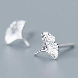 Stud Earrings Unique Ginkgo Leaf Shape For Women Genuine 925 Sterling Silver Bridal Wedding Jewelry Accessories