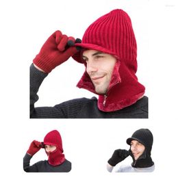 Berets High Stretchy Zipper Closure Fashion Knitted Gloves Beanies Hats Set For Work
