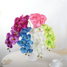 Decorative Flowers 8 Head Artificial Butterfly Rrchid Wedding Decoration Flower Bouquet Festival Party Branch DIY