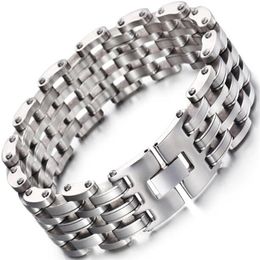 Watch Band Strap Style 25mm Super Width Men's Stainless Steel Mat Silver Noble Elegency Wristband Bracelet Drop 247f