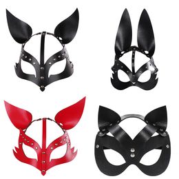 PU Cat Fox Rabbit Mask Cosplay Theme Costume Half Face Women Girl Halloween Party Props