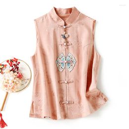 Ethnic Clothing 2022 Chinese Style Waistcoat Female Qipao Collar Design Retro Butterfly Embroidery Slim Short Vest For Women