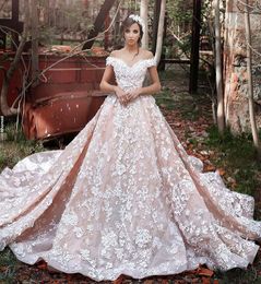 Off Shoulder Full Lace A-Line Wedding Dresses Beach Modest Garden Bridal Gowns Formal Vestidos De Marriage Cheap Beautiful