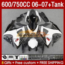 Injection Mold Fairings & Tank For SUZUKI GSXR750 GSXR600 K6 GSX-R600 2006 2007 154No.53 GSXR-750 GSXR 600 750 CC 750CC 06-07 600CC GSXR-600 06 07 OEM Fairing white glossy