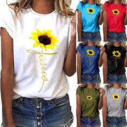 Men's T Shirts Print Women Blouse Sleeve Tops Plus Shirt Sunflower Short Size Girls Tees Women's T-Shirts