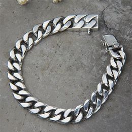 Miami Cuban Chain Bracelet Men 925 Sterling Silver Curb Chain Link Bracelet Biker Hippie Hip Hop Men Jewellery Party Gifts282x