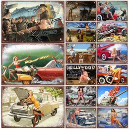 Beauty Girl Vintage Metal Painting Retro TinplateCompact Car Tin Signs Board Home Pub Bar Cafe Garage Wall Decor 20X30 CM