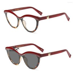 Sunglasses Frames Pochromic Reading Glasses Women Myopia Red Leopard Eyeglasses Discoloration With Diopters NX