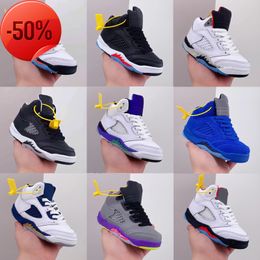 Boots Kids Infants Jumpman 5 Basketball shoes Boys Mid Top Sneakers 5s V Trainers Camo Deadly Pink Wolf Grey Sun Blush Fire Red Blue Grape Stealth