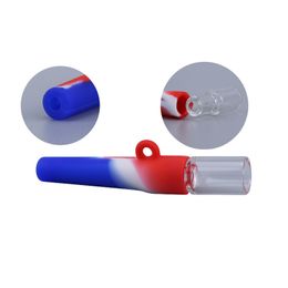 Cool Colourful Silicone Portable Pyrex Thick Glass Pipes Dry Herb Tobacco Cigarette Holder Catcher Taster Bat One Hitter Mini Smoking Tube Handpipes